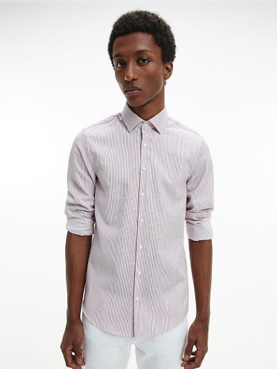 Calvin Klein Ruhák HU380240 | Calvin Klein Slim Stretch Textured Férfi Ing Piros